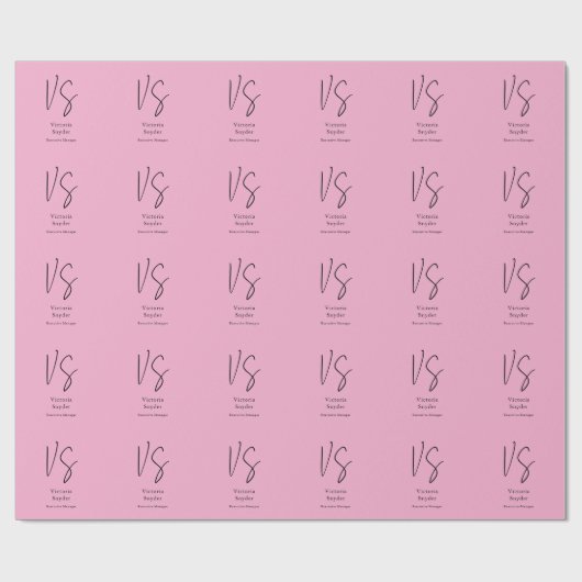 Stijlvol Monogram Professioneel Licht Roze Cadeaupapier (Vlak)