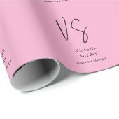Stijlvol Monogram Professioneel Licht Roze Cadeaupapier (Rol Hoek)