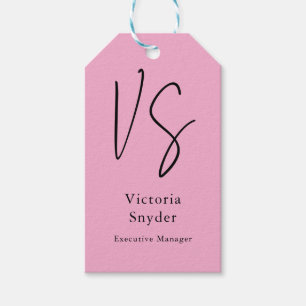 Stijlvol Monogram Professioneel Lichtroze Cadeaulabel
