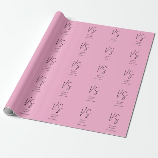 Stijlvol Monogram Professioneel Lichtroze Cadeaupapier (Uitgerold)