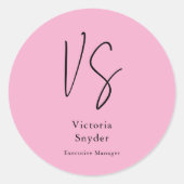 Stijlvol Monogram Professioneel Lichtroze Ronde Sticker (Voorkant)