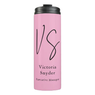 Stijlvol Monogram Professioneel Lichtroze Thermosbeker