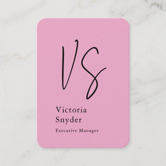 Stijlvol Monogram Professioneel Lichtroze Visitekaartje (Voorkant)