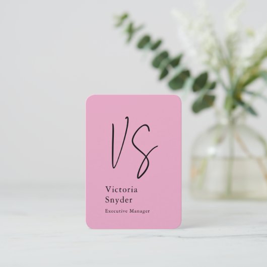 Stijlvol Monogram Professioneel Lichtroze Visitekaartje (Staand voorkant)
