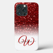 Stijlvol monogram rode glitter naam wit Case-Mate iPhone case (Achterkant)