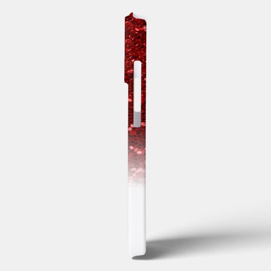 Stijlvol monogram rode glitter naam wit Case-Mate iPhone case (Achterkant / Links)