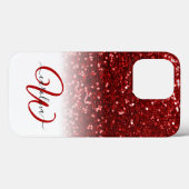 Stijlvol monogram rode glitter naam wit Case-Mate iPhone case (Achterkant (horizontaal))