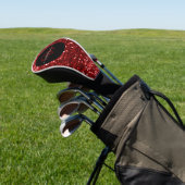 Stijlvol monogram rode glitter naam zwart golfheadcover (Insitu)