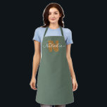 Stijlvol monogram roken groen modern schort<br><div class="desc">Korte letters voor minimalisme.</div>