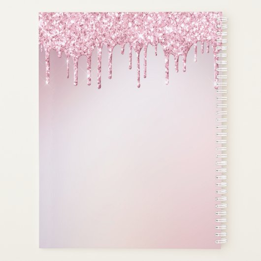 stijlvol monogram roos goud paarse glitter  planner (Achterkant)