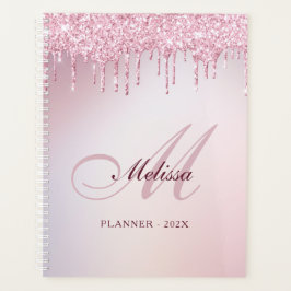 stijlvol monogram roos goud paarse glitter planner