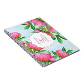 Stijlvol monogram roze botanische pony's elegant notitieboek (Rechterzijde)
