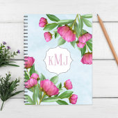 Stijlvol monogram roze botanische pony's elegant notitieboek