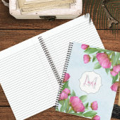 Stijlvol monogram roze botanische pony's elegant notitieboek