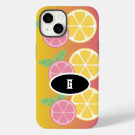 Stijlvol monogram roze en geel Case-Mate iPhone 14 hoesje