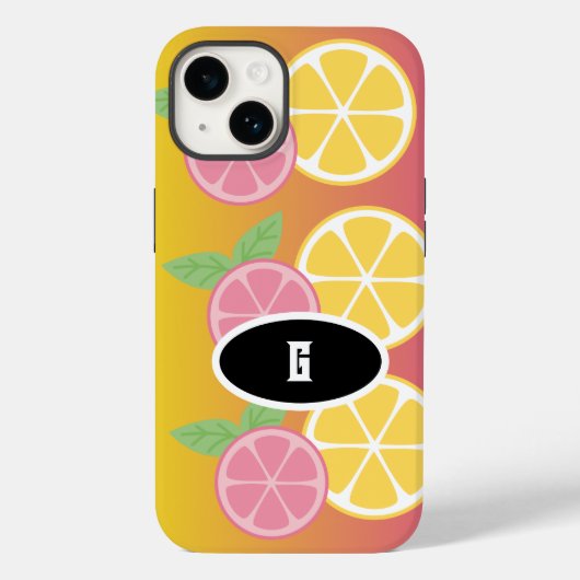 Stijlvol monogram roze en geel Case-Mate iPhone case (Achterkant)
