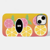 Stijlvol monogram roze en geel Case-Mate iPhone case (Achterkant (horizontaal))