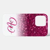 Stijlvol monogram roze glitter naam wit Case-Mate iPhone case (Achterkant (horizontaal))