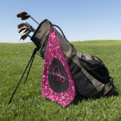 Stijlvol monogram roze glitter naam zwart golfhanddoek (Groen)