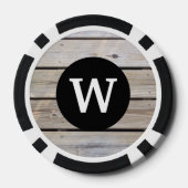 Stijlvol Monogram Rustieke Houten Uiterlijk Poker Chips (Achterkant)