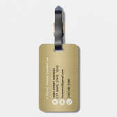 Stijlvol Monogram Script Faux Gold Metal Steel Bagagelabel (Achterkant verticaal)