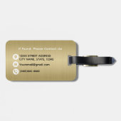 Stijlvol Monogram Script Faux Gold Metal Steel Bagagelabel (Achterkant horizontaal)