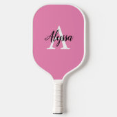 Stijlvol Monogram script Roze Pickleball Paddle (Achterkant)