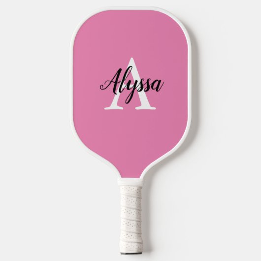 Stijlvol Monogram script Roze Pickleball Paddle (Voorkant)