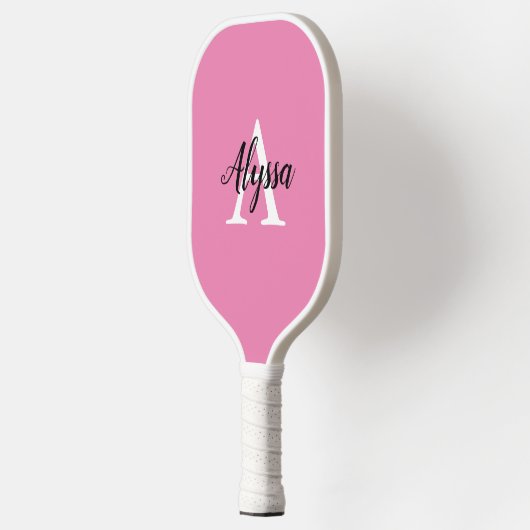 Stijlvol Monogram script Roze Pickleball Paddle (Links)