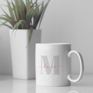 Stijlvol Monogram Simpele Kalligrafie Typografie Koffiemok
