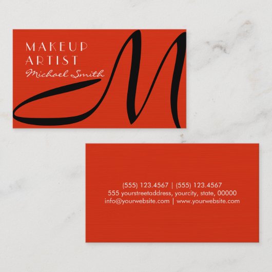 Stijlvol monogram stijlvol makreel Mutn Rood Sinaa Visitekaartje (Voorkant / Achterkant)