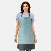 Stijlvol Monogram Teal Blauwe Metallic Kapsalon Schort (Gedragen)