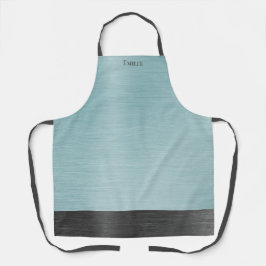Stijlvol Monogram Teal Blauwe Metallic Kapsalon Schort