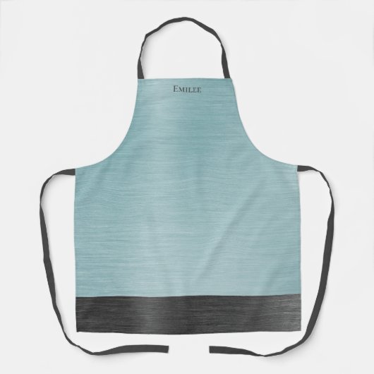 Stijlvol Monogram Teal Blauwe Metallic Kapsalon Schort (Voorkant)