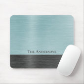 Stijlvol Monogram Teal Grijs Metaal Muismat (Met muis)