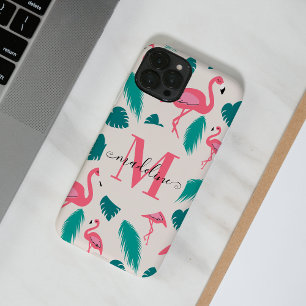 Stijlvol Monogram Tropische Leaves Hot Pink Flamin Case-Mate iPhone Case