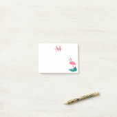 Stijlvol Monogram Tropische Leaves Hot Pink Flamin Post-it® Notes (Op bureau)