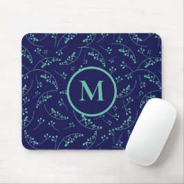 Stijlvol monogram turquoise blauwgroen bessenpatro muismat