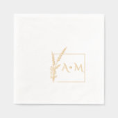 Stijlvol monogram vierkant bloemig lijst folie servetten (Voorkant)