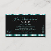 Stijlvol monogram voor Blauwgroen en zwarte mousse Visitekaartje (Achterkant)