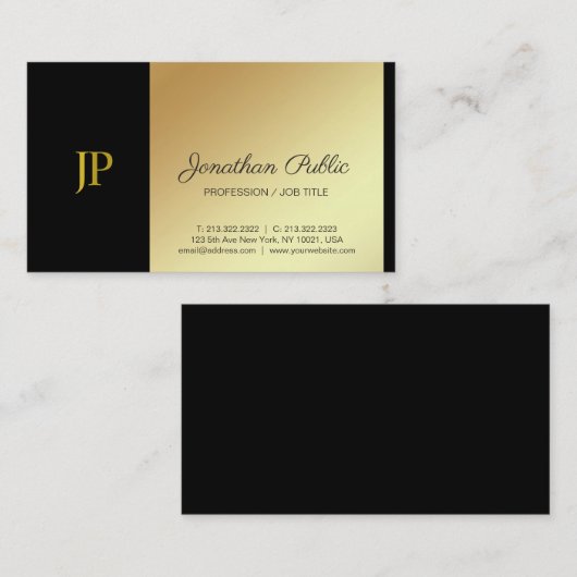 Stijlvol Monogram White en Gold Plain Luxury Visitekaartje (Voorkant / Achterkant)