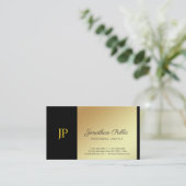 Stijlvol Monogram White en Gold Plain Luxury Visitekaartje (Staand voorkant)