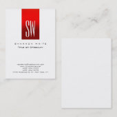 Stijlvol Monogram White Red Modern Visitekaartje (Voorkant / Achterkant)