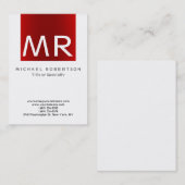 Stijlvol Monogram White Red Stripe Visitekaartje (Voorkant / Achterkant)