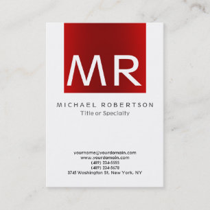 Stijlvol Monogram White Red Stripe Visitekaartje