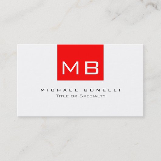 Stijlvol Monogram White Red Trendy Visitekaartje (Voorkant)