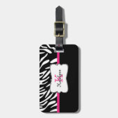 Stijlvol Monogram Zebra Print Bagagelabel (Voorkant verticaal)