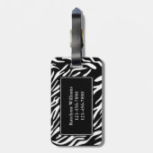 Stijlvol Monogram Zebra Print Bagagelabel (Achterkant verticaal)