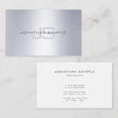 Stijlvol Monogram zilver ziet er eenvoudig uit in  Visitekaartje (Voorkant / Achterkant)