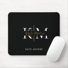 Stijlvol Monogram Zwar Goud Schrift Kantoor School Muismat
